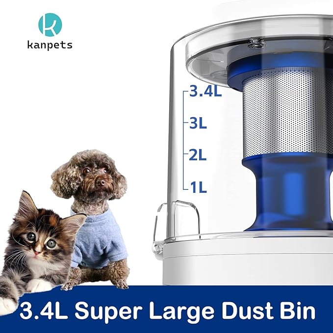 Dog Vacuum for Shedding with Max 3.4L Dust Bin, Hyper-Power but Super Quiet, 4 Professional Grooming Tools, Gift for Cat Pets Hair