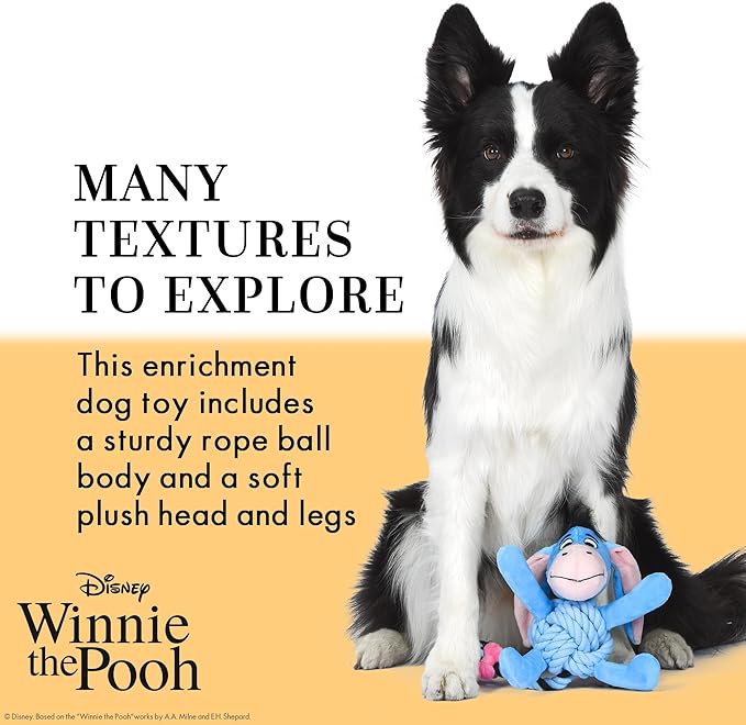 Disney for Pets Winnie the Pooh: Eeyore Rope Pet Toy Dog Toys | Rope Tug Toy for Dogs Inspired by Winnie the Pooh, 8 Inch