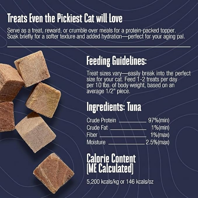 Whole Life Cat Just One Tuna Freeze Dried Cat Treats - Human Grade High Protein Food, Healthy Training Snacks, Freeze Dried Tuna Food Toppers, USA Made Natural Treats - 7.5 oz (Pack of 1)