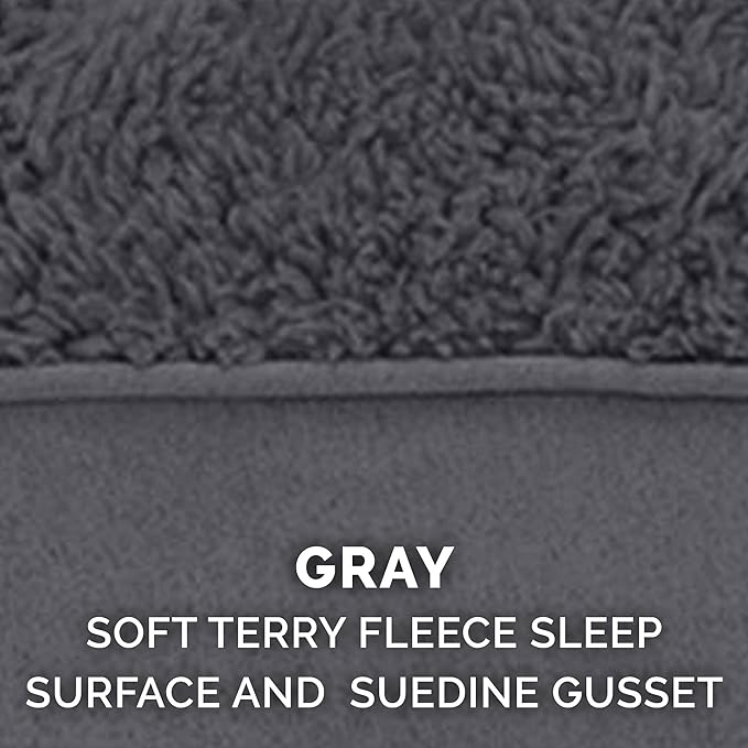 Furhaven Orthopedic Dog Bed for Large/Medium Dogs w/ Removable Washable Cover, For Dogs Up to 55 lbs - Terry & Suede Mattress - Gray, Large
