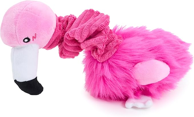 ZippyPaws Bungee Buddiez Plush Squeaky Dog Toy (Flamingo)