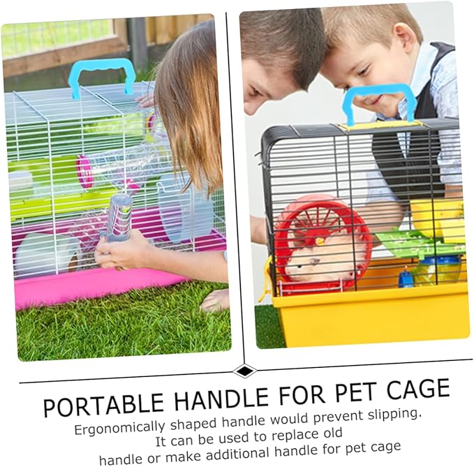 HANABASS 10pcs Portable Bird Cage Handle Set Durable Plastic Handles for Pet Crates Lightweight Easy to Install Convenient for Outdoor Travel with Pets Blue