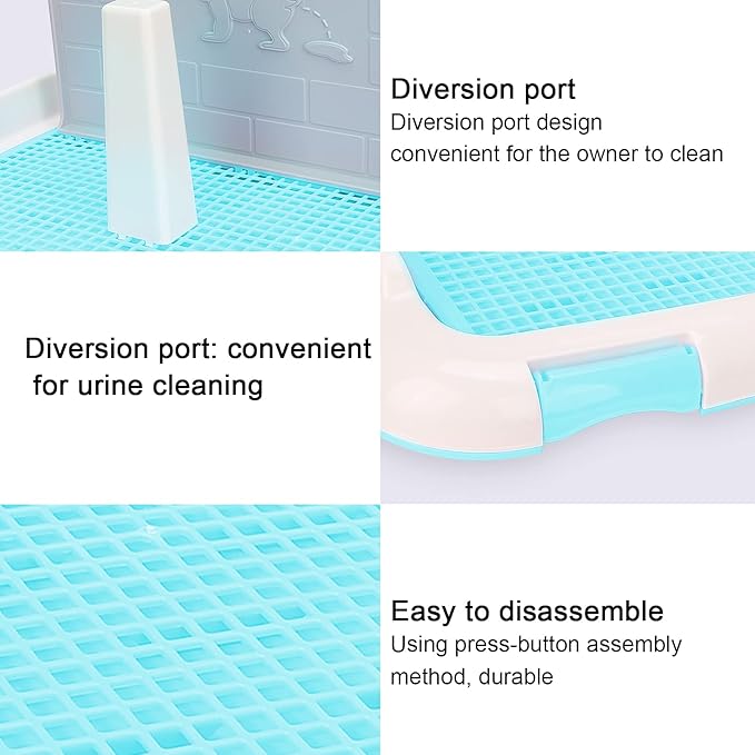 Dog Toilet Indoor Training Pad for Puppies, Leakproof Potty Tray for Cats, Scheduled Urination for Dog, Suitable for Small Pets, Made of HighQuality Plastic, 18.3 X 13.9 X 9.3in (Blue)