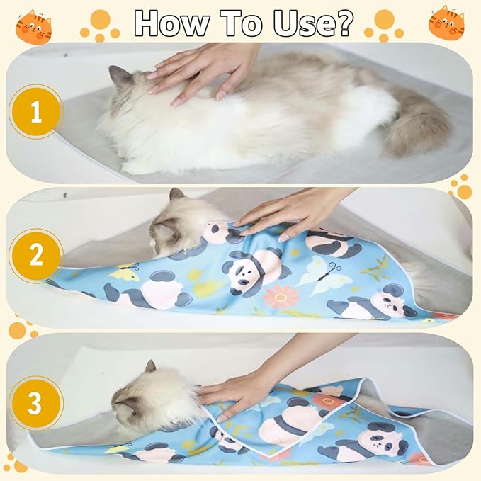 21.7" Cat Wrap for Grooming-Premium Cat Grooming Wrap Cat Restraint for Nail Clipping, Self-Adherent Soft Cat Blanket to Wrap Cat Anti-Scratch Anti-Escape Grooming Bag (Blue, L(Within 9lbs))