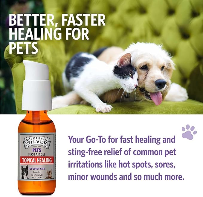 Sovereign Silver First Aid Gel for Pets - Topical Healing for Dogs and Cats, 1oz Pump Gel