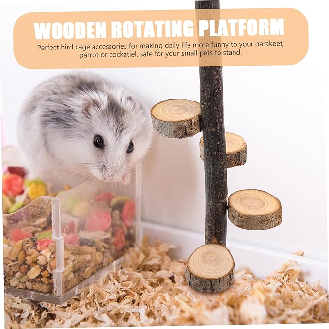 LIOOBO Hanging Wooden Rotating Platform for Hamsters Chinchillas and Birds Bird Perch with Stable Design for Easy Installation and Fun Playtime