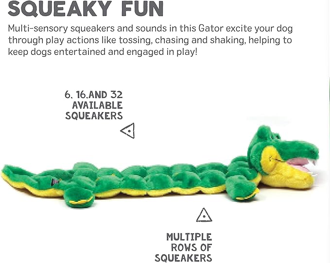 Outward Hound Squeaker Matz Plush Gator Dog Toy, XL