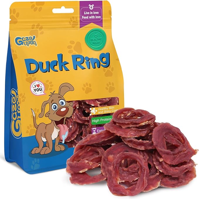 gazeupon Dog Treats Duck Jerky Rings, Natural Duck Breast, Healthy Training Rewards for Dogs w/Glucosamine Chondroitin