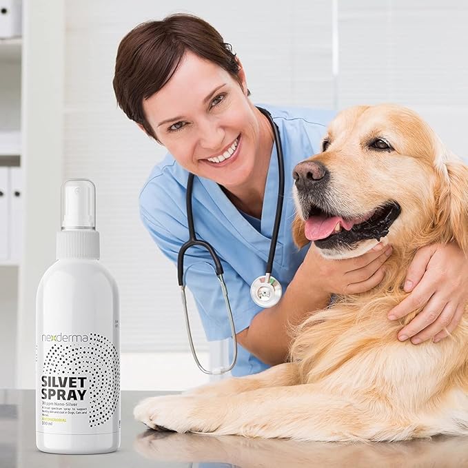 NEXDERMA Silvet Wound and Skin Care Spray to Clean Cuts & Wounds, Itch & Irritation, Nail Bed infections, Interdigital Dermatitis | No Stinging or Burning for Cats, Dogs, Horses - 100ml (Pack of 1)