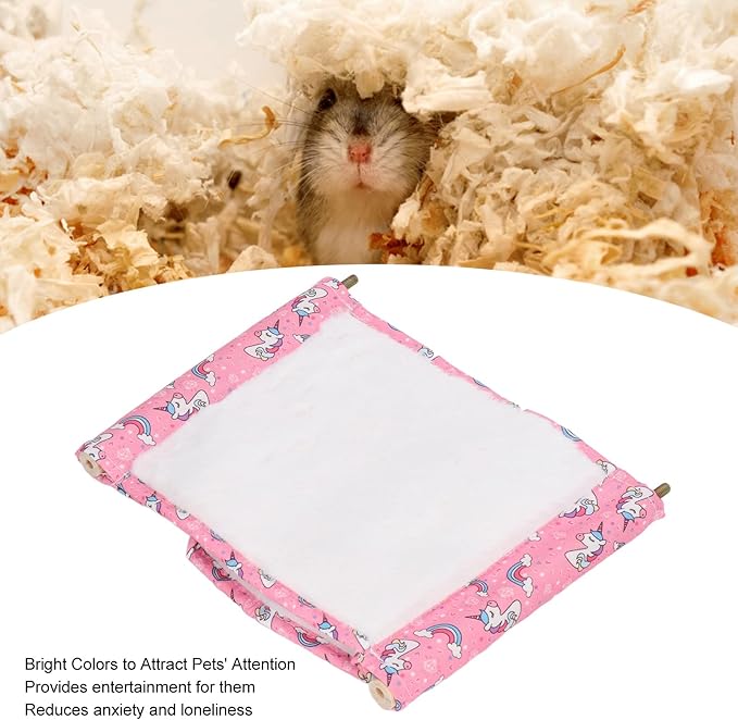 Small Pet Hammock House | Double Layer Warm Hanging Bed with Perch | Soft Flannel Hideaway for Hamsters/Parrots/Birds | Cage Accessory Toy (S)