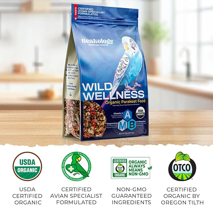 Wild Wellness Organic Parakeet Food, USDA Certified, Non-GMO, for Parakeets and Budgies, 1 lb