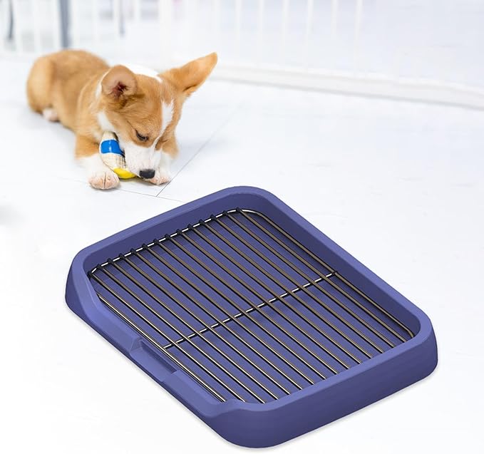Dog Toilet, Indoor Potty Tray Pet Litter Pan, Puppy Potty Tray, Potty Trainer Puppy Pee Pad for Small Medium Large Dogs, Blue