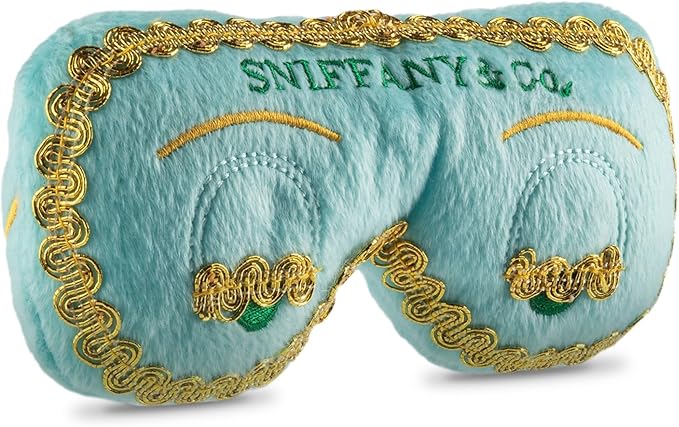 Dog Diggin Designs Sniffany & Co Plush Eye Mask Dog Toy | Luxury-Inspired Parody Fashion Accessory with Built-in Squeaker, Soft Plush Novelty Dog Toy & Chic Playtime Accessory
