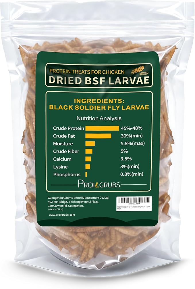 PROILGRUBS BSF 3.5OZ Dried Black Soldier Fly Larvae for Wild Birds & Chicken Treat- Non-GMO-Dried Grubs for Birds & Chickens