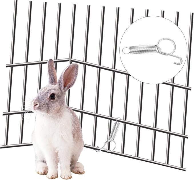 LIOOBO 10pcs Multi-Purpose Rabbit Cage Door Spring Hook Feeder Hanger for Bird Cages and Animal Habitats Easy to Install and Secure