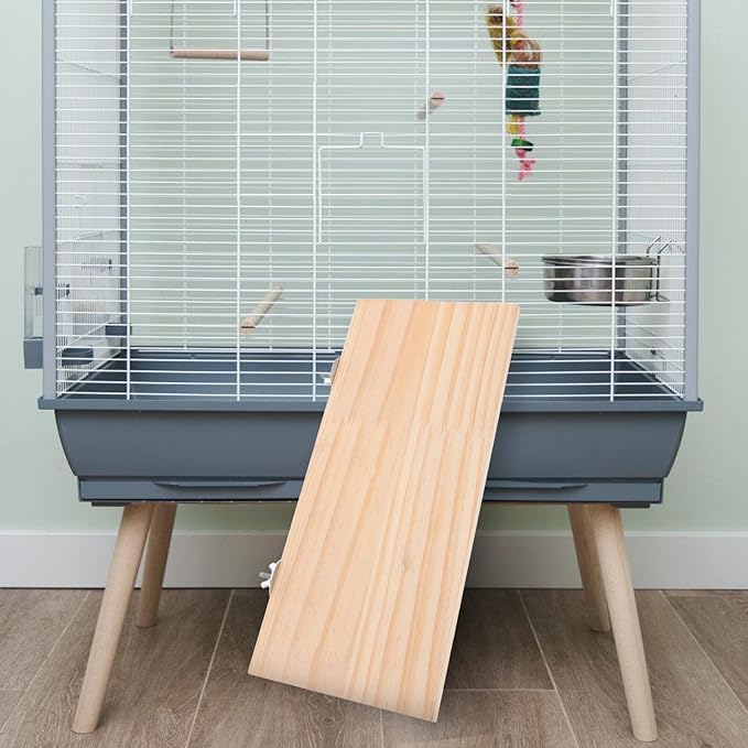 Abaodam Wooden Bird Perch Platform Stand for Parrot and Small Pets, Rectangular Cage Accessory with Paw Grinding Surface, 1pcs Suitable for Hamster, Chinchilla, Squirrel Habitat