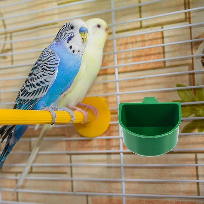 Tofficu 20pcs Bird Cage Food Bowls with Quick-Lock Clips Washable Metal Bird Food Holders for Parrot and Small Animals Universal Feeder and Rabbit Cages