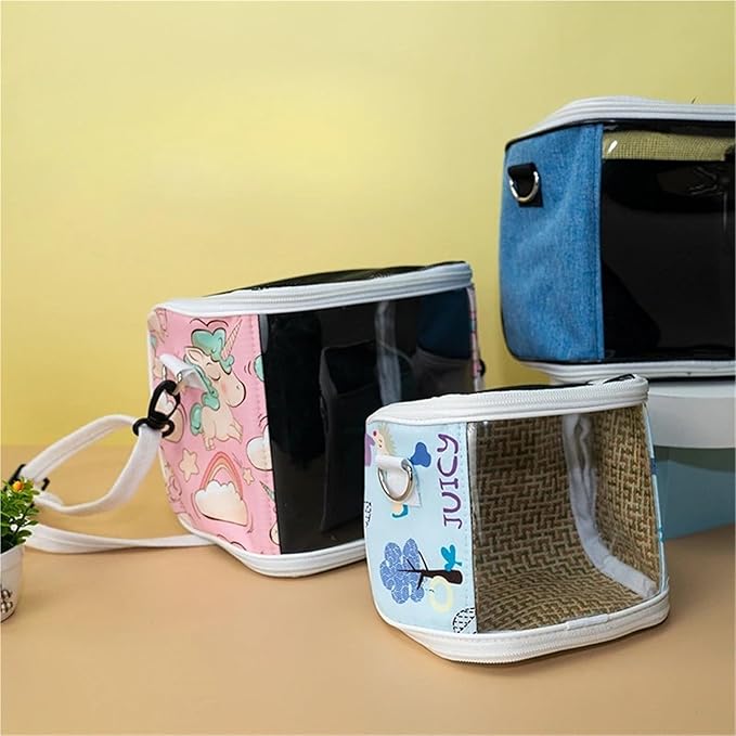 Portable Pet Bird Cage Parrot Breathable and Detachable Hamster Flying Travel Bag Pet Accessories Guinea Pig(Blue)