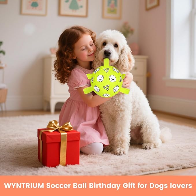 Dog Soccer Ball with Straps - Durable Jolly Ball for Dogs, Large Soccer Ball for Dogs, Dog Toys for Medium Dogs, for Pet Birthday, Outdoor Indoor Play Training Exercise