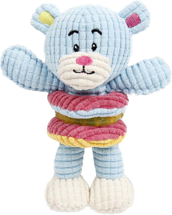 Pet Life ® 'Hugga-Bear' Rubber and Plush Squeaking Dental Teething Small-Breed Chew Dog Toy
