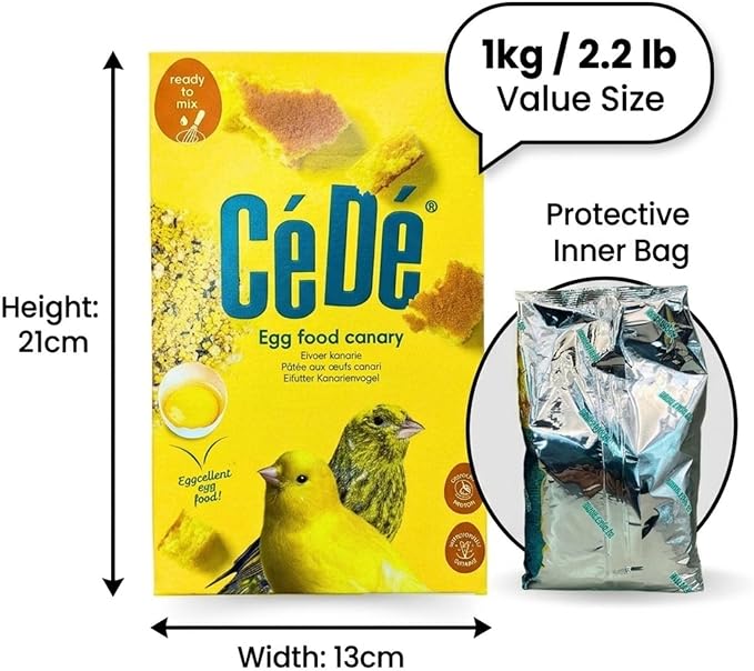 CeDe Egg Food for Canaries and Finches 1kg – Ready-to-Use Food Bird Feed for Breeding, Molting and Daily Conditioning, Soft Egg-Based Feed in Sealed Freshness Box
