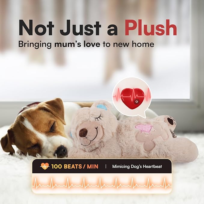 ALL FOR PAWS Little Buddy Puppy Heartbeat Simulator, Battery-Operated Anxiety Relief Toy, Red
