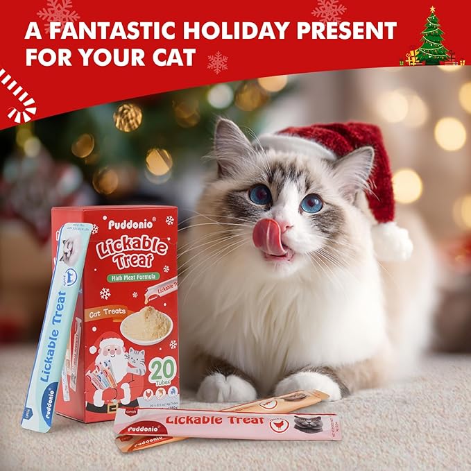 Lickable Cat Treats, High-Meat Wet Puree, Grain & Gum Free, for Cats, All-Natural Protein Snacks, 0.5oz Tubes (Pack of 20)