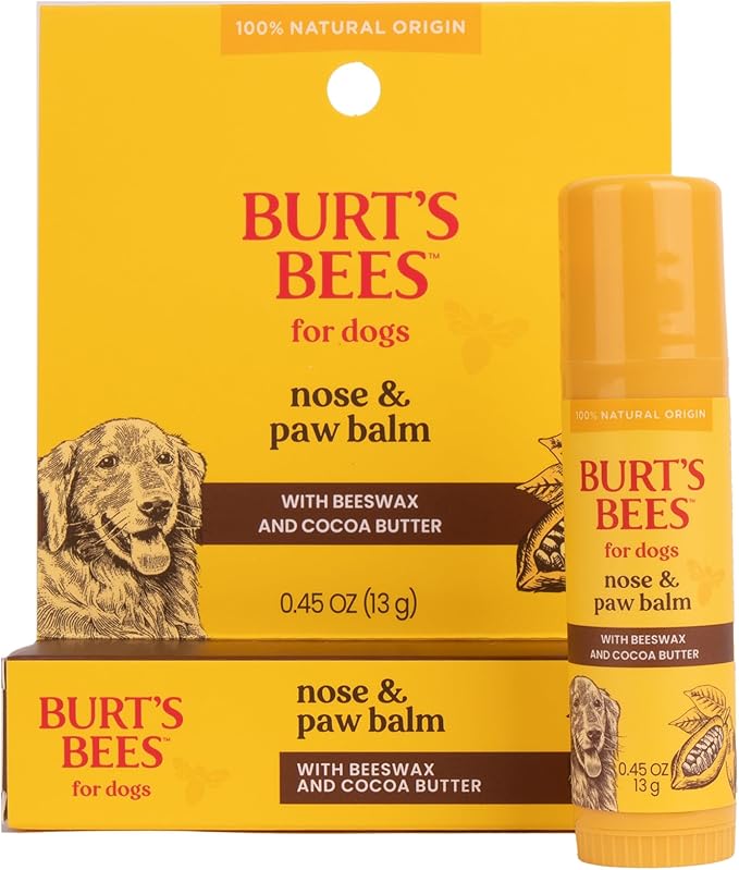 Burt's Bees for Pets Nose and Paw Balm with Beeswax & Cocoa Butter, 100% Natural Origin Dog Paw Pad Balm for Dry Cracked Paws & Noses, pH Balanced, Paraben & Sulfate Free, Made in the USA, 0.45 Oz
