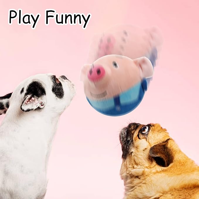 Generic 2024 New Update Cute Active Moving Pet Plush Toy, Interactive Dog Toys Squeaky Rolling Moving Talking Ball Toy, Washable Cartoon Pig Plushies, Bouncing Music Toy for Dogs Cats (Hamster)