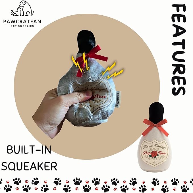 7" Squeaky Plush Toy for Puppies Small Dogs Self Etertainment Washable Soft Made [PET ONLY] (Grey Bottle)