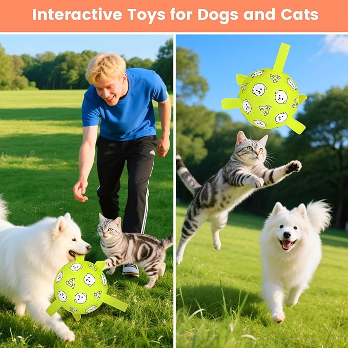 Dog Soccer Ball with Straps - Durable Jolly Ball for Dogs, Large Soccer Ball for Dogs, Dog Toys for Medium Dogs, for Pet Birthday, Outdoor Indoor Play Training Exercise