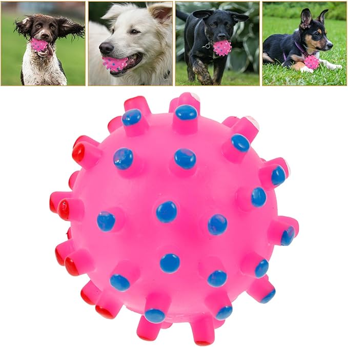 Colorful Chew Ball Squeaker for Cats and Dogs Quack Sound Pet Toy Random Spiky Design for Chewing and Playtime
