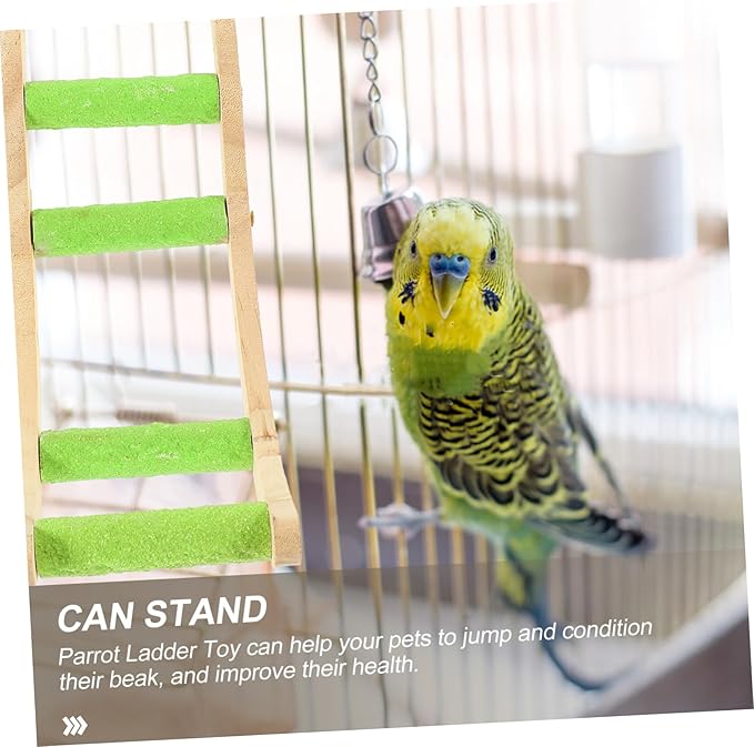 POPETPOP Hamster Climbing Ladder Toy Wooden Bird Cage Ladder Grinding Claw Feature Parrot Cage Accessories for Small Pets and Birds