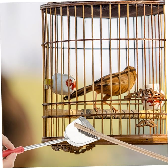YARNOW 2Pcs Bird Cage Cleaning Tool Set Long Handle Brush Shovel for Parrot Care Reusable Easy to Clean for Maintaining Tidy Habitat