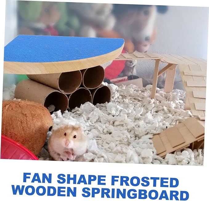 Abaodam Fan Shape Frosted Wooden for Small Pets DIY Pet Cage Platform Decoration for Hamsters Squirrels Parrots and More Durable Chew Design Random Colors Random Color