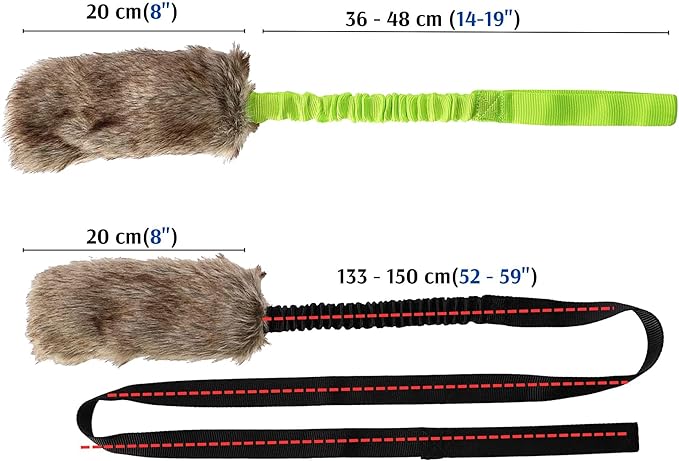 Dingo Faux Fur tug Toys for Dog with Bungee and Long Handle for Dog Training Agility Motivation Reward, Z30021