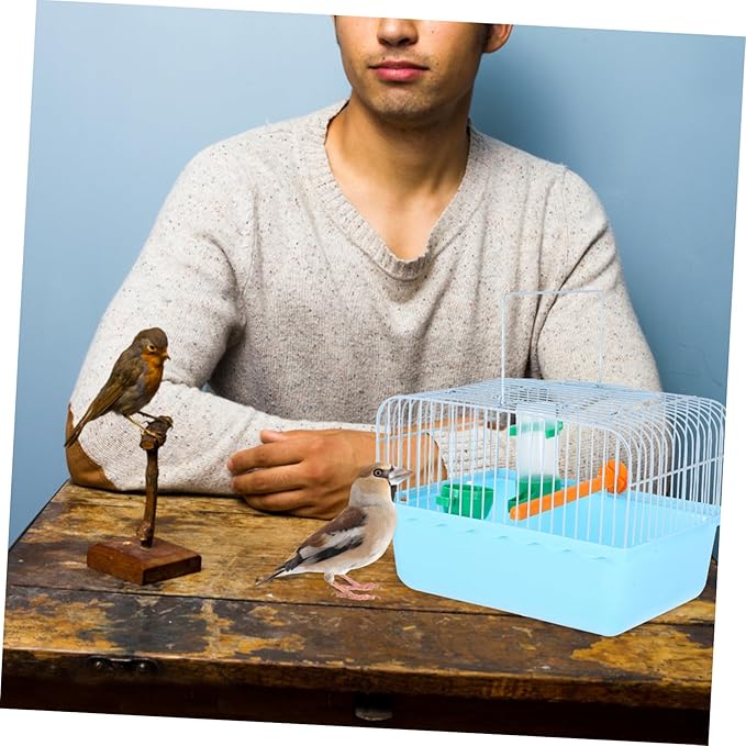 Portable Lovebird Cage with Perch Food Dish Water Feeder Abs Iron Construction Spacious Pet Carrier for Small Animals Parrots and Birds Random Color