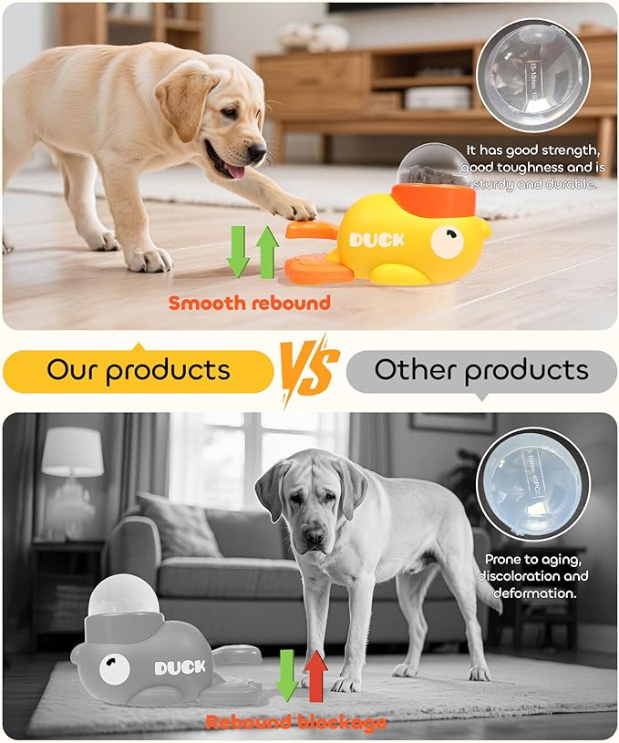 2-in-1 Interactive Dog Puzzle Toy, Dog Interactive Treat Dispenser Toy, Dogs Food Treat Feeding Dispenser for Healthy Eating for Small & Medium (Yellow)