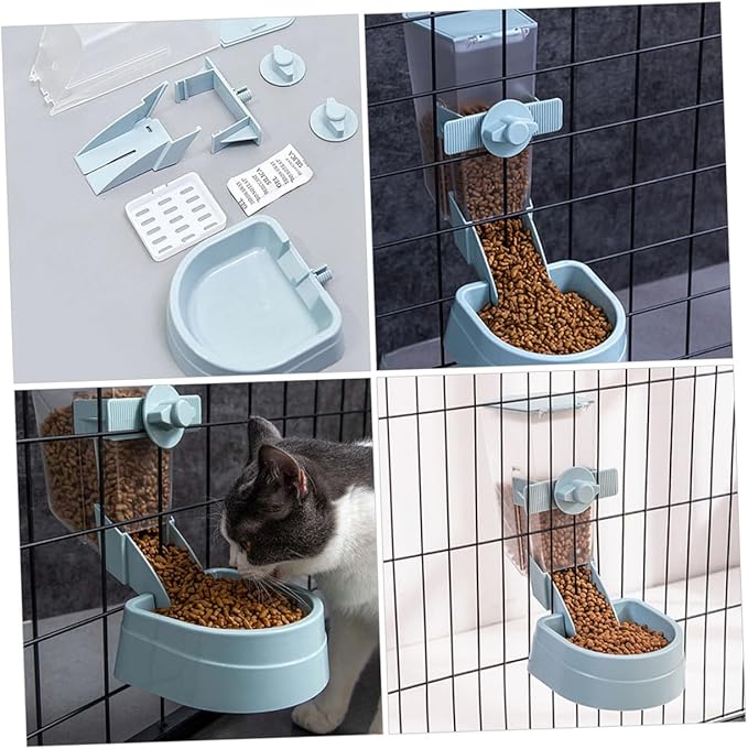 BESTYASH Automatic Hanging Pet Feeder for Small Birds and Hamsters, Blue Plastic Food Dispenser with Water Container, Suitable for Bird Cages and Small Pet Accessories