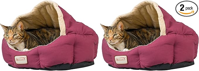 Armarkat Cat Bed 18-Inch Long C08HJH/MH, Burgundy and Beige (Pack of 2)
