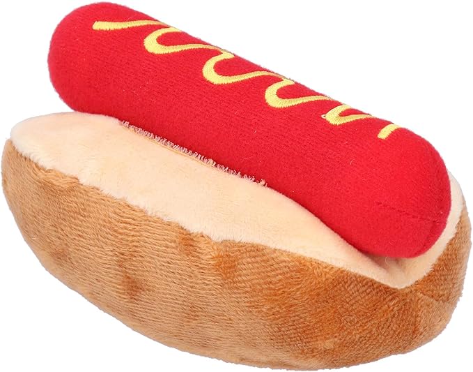 Plush Hot Dog Toy, Detachable Sound Making Design, Exquisite Food Shaped Plush Toy for Dogs Cats with 5.5x3.2x2.8in Compact Size