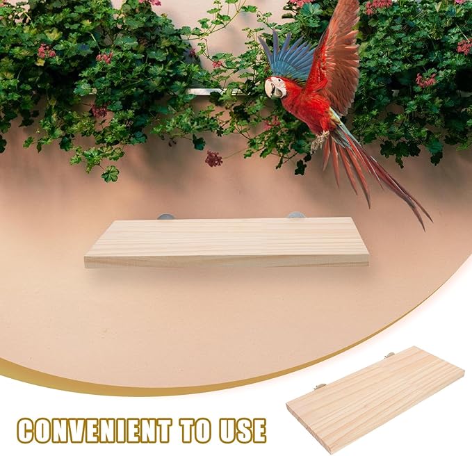 Abaodam Wooden Bird Perch Platform Stand for Parrot and Small Pets, Rectangular Cage Accessory with Paw Grinding Surface, 1pcs Suitable for Hamster, Chinchilla, Squirrel Habitat