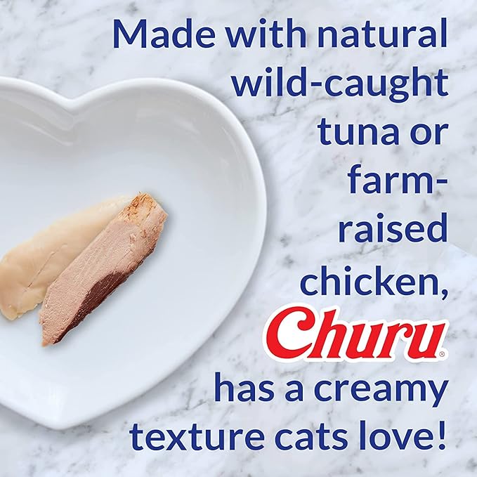 INABA Churu for Cats, Functional, Creamy Lickable Purée Cat Treat for Hairball Control and Indoor Care with Taurine & Vitamin E, 0.5 Ounces Each, 4 Tubes (1 Pack), Tuna Recipe