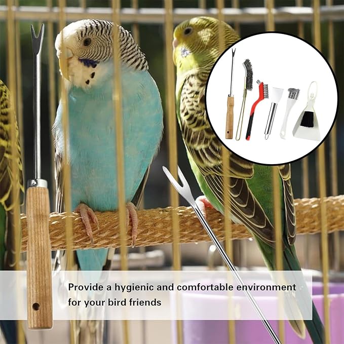 Bird Cage Cleaning Brush - Bird Poop Remover Scraper Set, Cage Cleaning Accessories, Litter Brush Tool | Conure Parrot Hummingbird for Conure Parrot Hummingbird