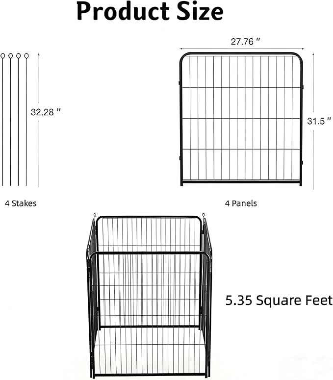 Simple Deluxe Dog Playpen Outdoor Indoor, 32 Inch 4 Panels Dog Fence for Small Dogs Puppy, Perfect Dog Pen for Camping, Yard, RV, Garden Fence, Black