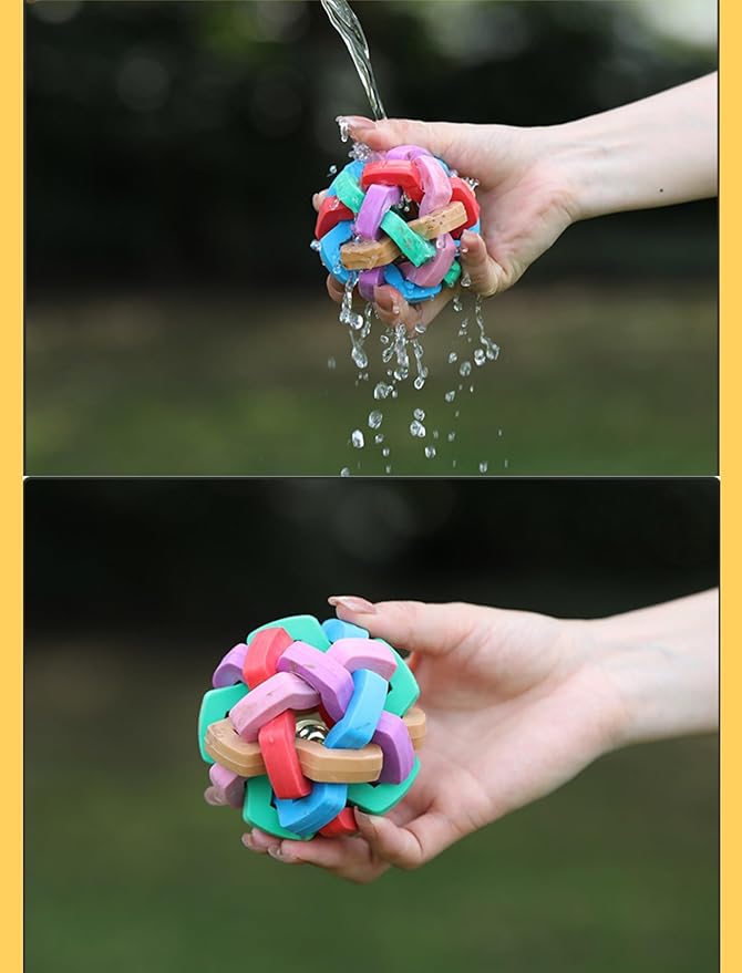GLOGLOW Rubber Ball Toys, Colorful Soft Ball Chewing Interactive Toy with Inside Bell for Puppy Dogs Cats Mini Pigs(S)