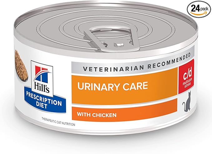 Hill's Prescription Diet c/d Multicare Stress Urinary Care Wet Cat Food, Chicken, 5.5 oz. Cans, 24-Pack