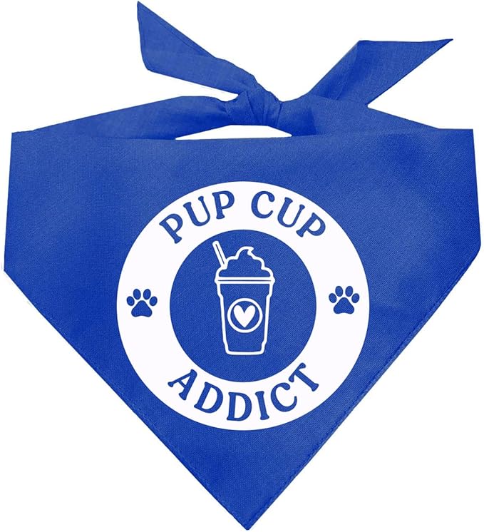 Pup Cup Addict Pupuccino Dog Bandana (Royal, OS 1106)