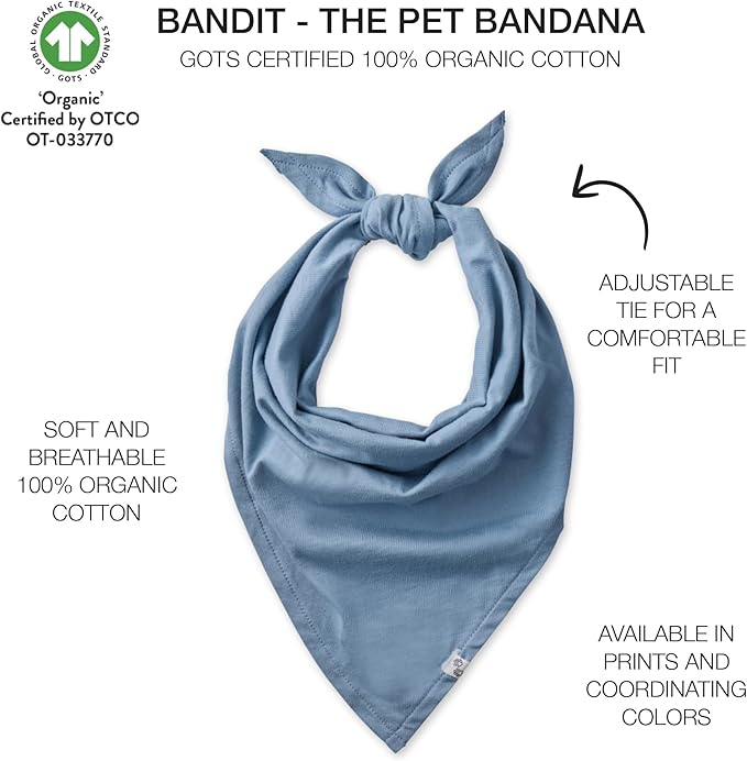 Pet Passion Bandit - THE PET Bandana 100% Organic Cotton Pet Bandanas Clothes for Small, Medium, Large Dogs, 2-Pack Camo-Navy, X-Small/Small