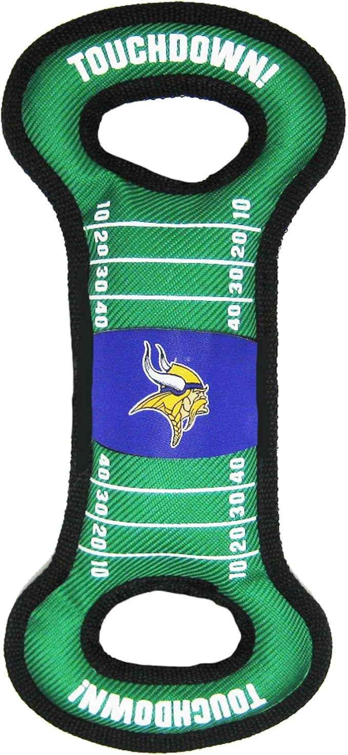NFL Football Field DOG TOY with Squeaker. - MINNESOTA VIKINGS - For Tug, Toss, and Fetch. - Tough & Durable PET TOY